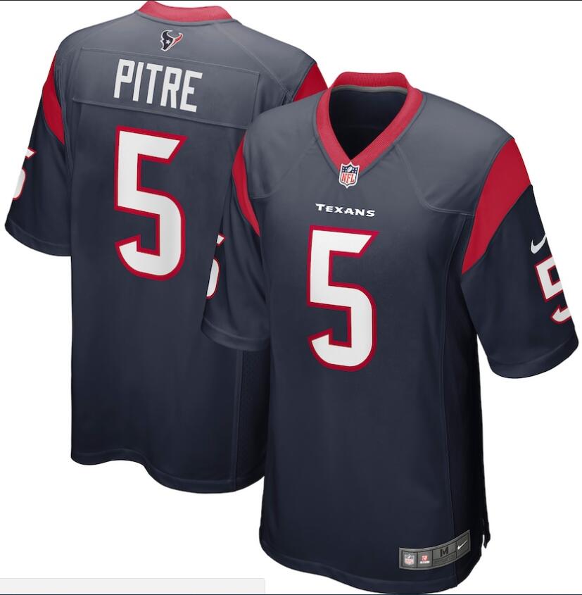 Men's Nike Houston Texans #5 Jalen Pitre Navy Vapor Limited Jersey