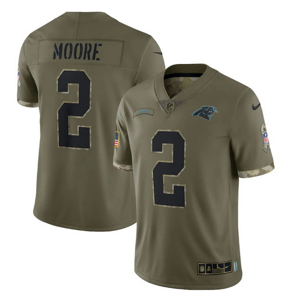 Men Carolina Panthers 2 D  Moore Olive 2022 Salute To Service Limited Stitched Jersey