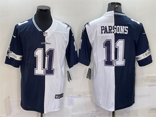 Men Dallas Cowboys 11 Micah Parsons Navy White Split Vapor Untouchable Limited Stitched Jersey