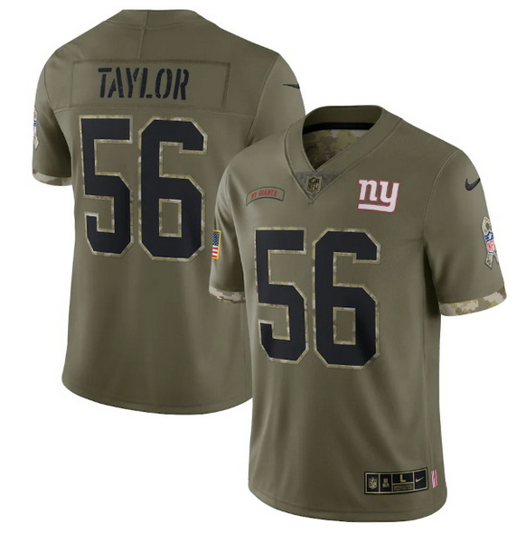 Men New York Giants 56 Lawrence Taylor Olive 2022 Salute To Serv