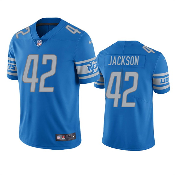 Men Detroit Lions 42 Justin Jackson Blue Vapor Untouchable Limited Stitched Jersey