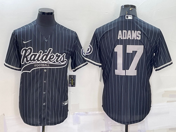 Men Las Vegas Raiders 17 Davante Adams Black With Patch Cool Base Stitched Baseball Jersey