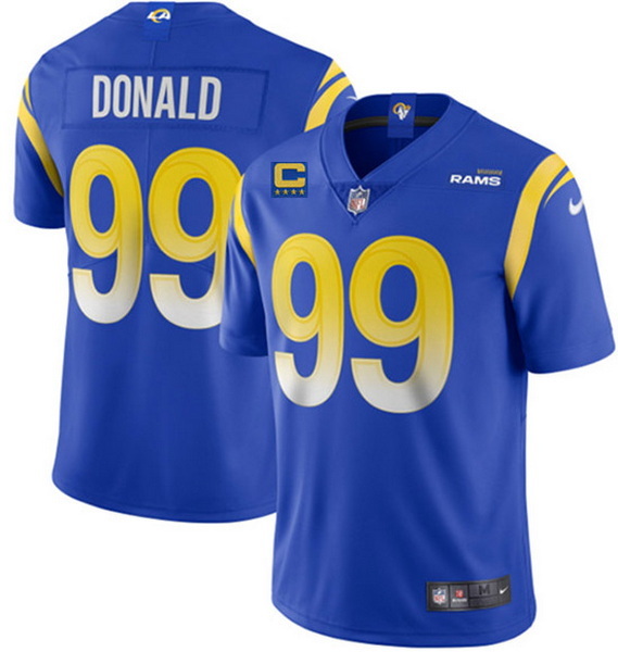 Men Los Angeles Rams 99 Aaron Donald 2022 Royal With 4 Star C Patch Vapor Untouchable Limited Stitch