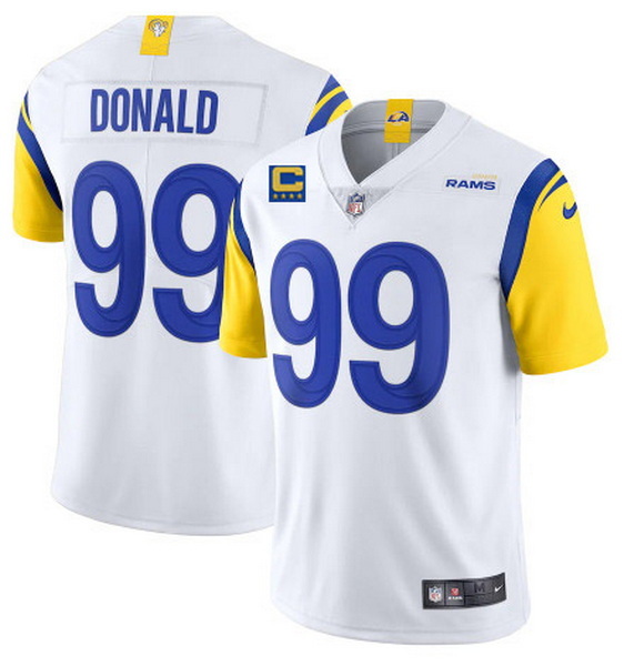 Men Los Angeles Rams 99 Aaron Donald 2022 White With 4 Star C Patch Vapor Untouchable Limited Stitch