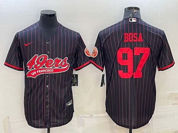 Men San Francisco 49ers 97 Nick Bosa Black Cool Base Stitched Baseball Jersey