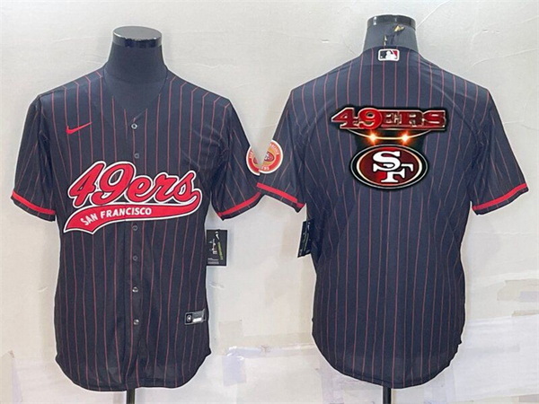 Men San Francisco 49ers Team Big Logo Black With Patch Cool Base Stitched Baseball Jersey