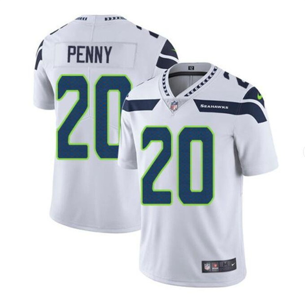 Men Seattle Seahawks 20 Rashaad Penny White Vapor Untouchable Limited Stitched Jersey