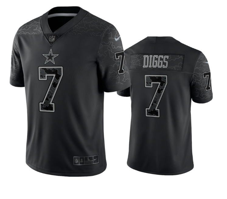 Men Dallas Cowboys 7 Trevon Diggs Black Reflective Limited Stitched Football Jersey