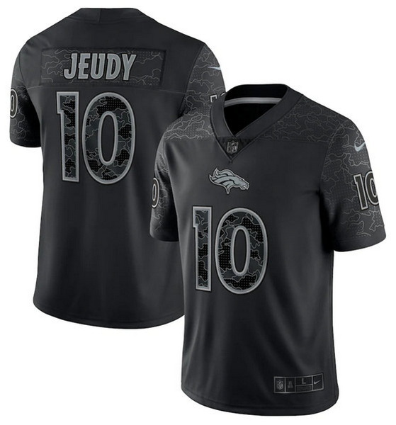 Men Denver Broncos 10 Jerry Jeudy Black Reflective Limited Stitched Football Jersey