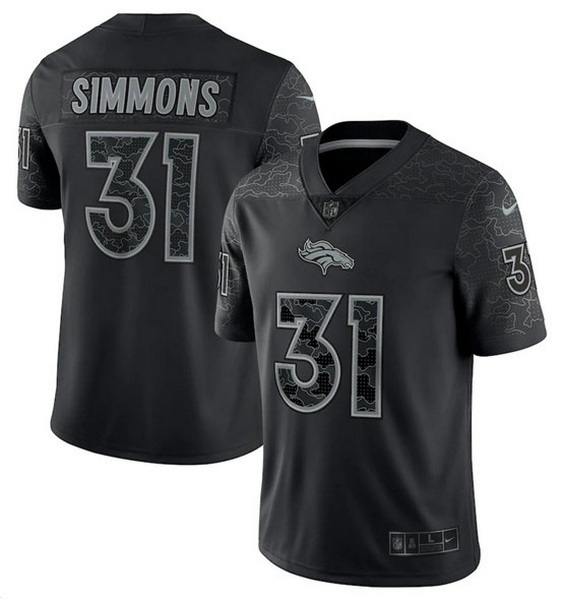 Men Denver Broncos 31 Justin Simmons Black Reflective Limited Stitched Football Jersey