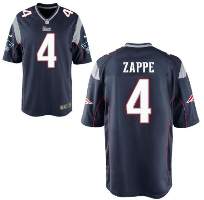 Men Nike New England Patriots Bailey Zappe #4 Navy Blue Vapor Limited Player Jersey