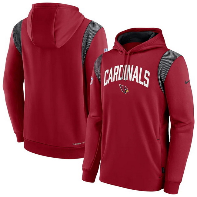 Men Arizona Cardinals Red Black Split Logo Pullover Hoodie