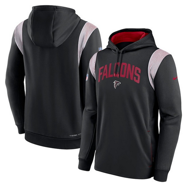 Men Atlanta Falcons Black Sideline Stack Performance Pullover Ho