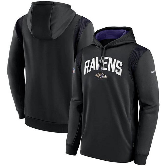 Men Baltimore Ravens Black Sideline Stack Performance Pullover H