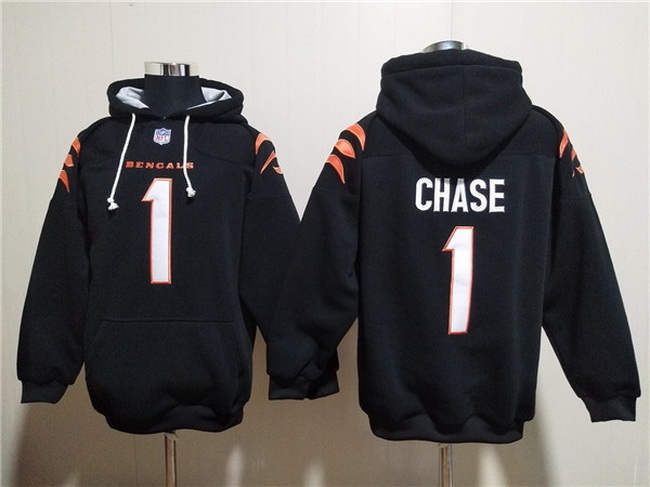 Men Cincinnati Bengals 1 Ja 27Marr Chase Black Pullover Hoodie