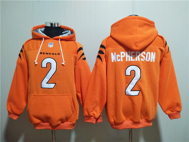 Men Cincinnati Bengals 2 Evan McPherson Orange Pullover Hoodie