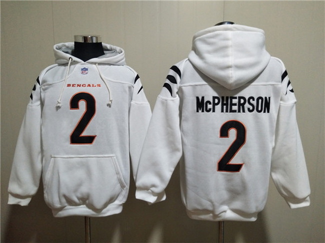 Men Cincinnati Bengals 2 Evan McPherson White Pullover Hoodie