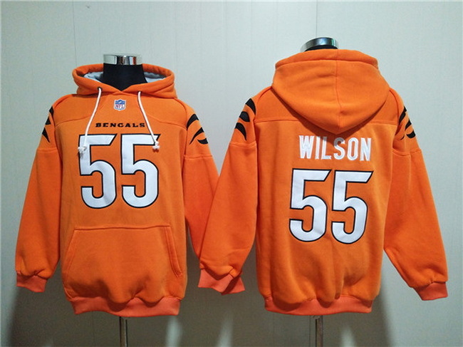 Men Cincinnati Bengals 55 Logan Wilson Orange Pullover Hoodie