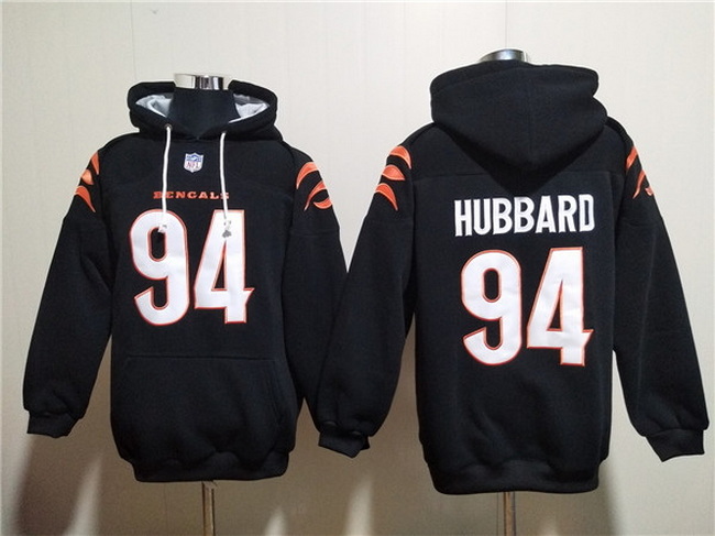 Men Cincinnati Bengals 94 Sam Hubbard Black Pullover Hoodie