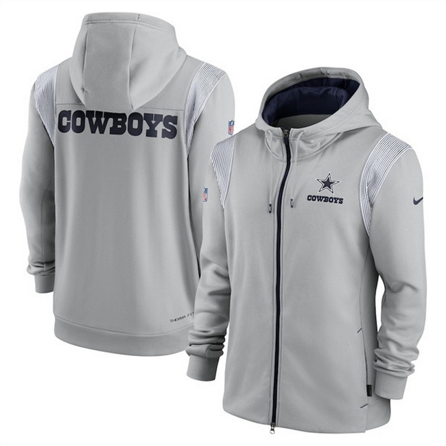 Men Dallas Cowboys Grey Zipper Hoodie