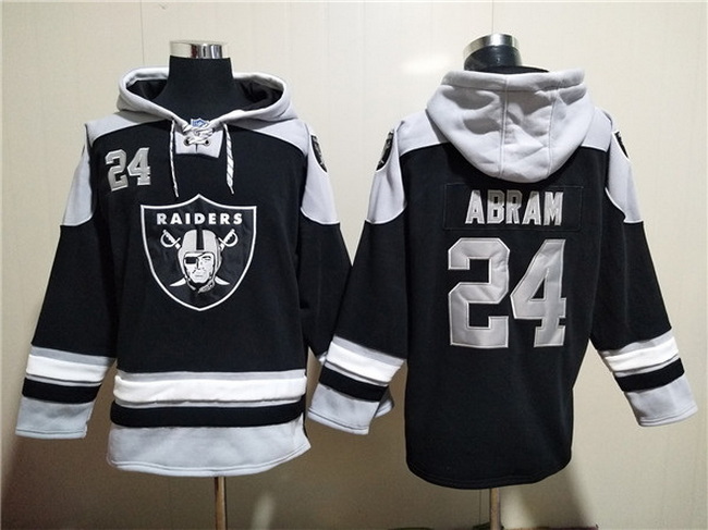 Men Las Vegas Raiders 24 Johnathan Abram Black Ageless Must Have Lace Up Pullover Hoodie