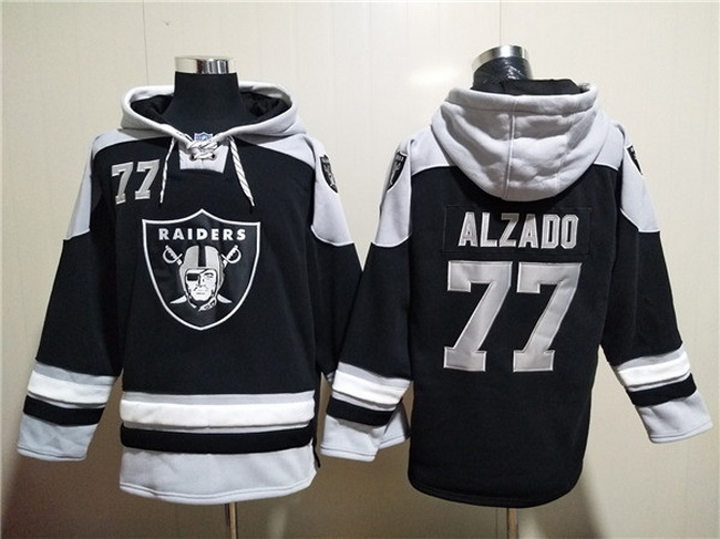 Men Las Vegas Raiders 77 Lyle Alzado Black Ageless Must Have Lace Up Pullover Hoodie