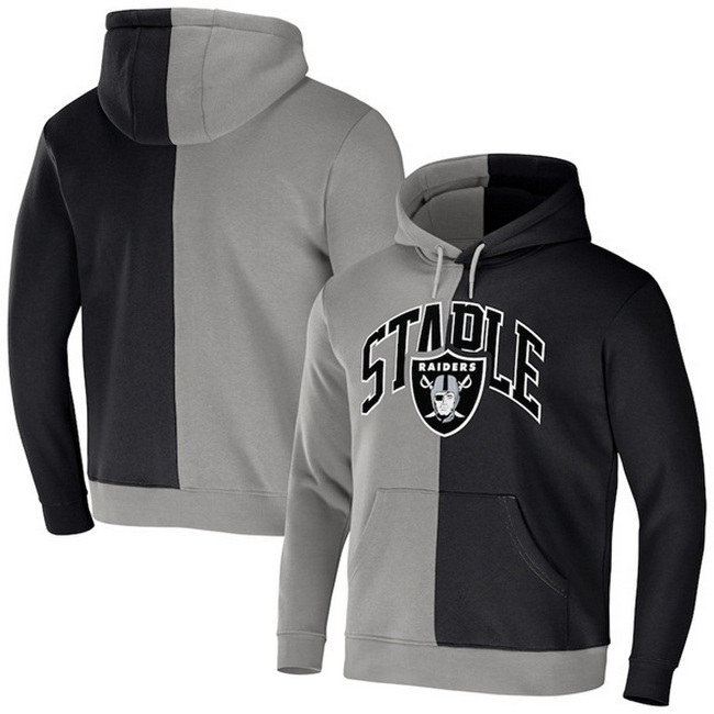 Men Las Vegas Raiders Black Grey Split Logo Pullover Hoodie
