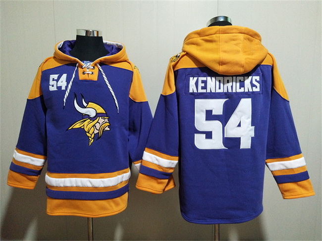 Men Minnesota Vikings 54 Eric Kendricks Purple Yellow Ageless Must Have Lace Up Pullover Hoodie