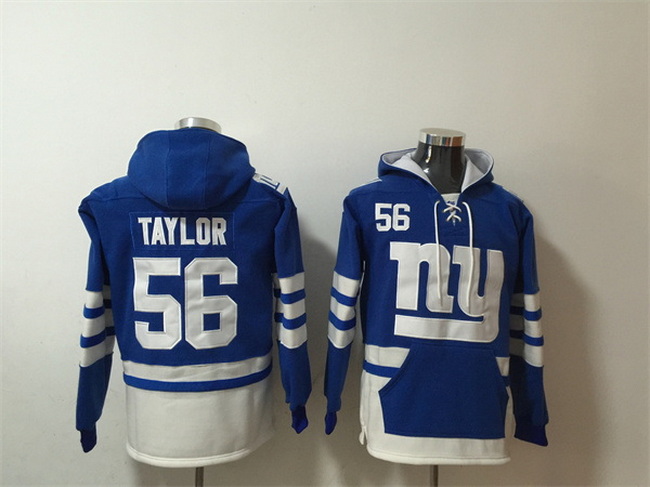 Men New York Giants 56 Lawrence Taylor Blue White Lace Up Pullov