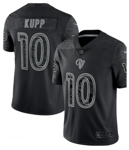 Men Los Angeles Rams 10 Cooper Kupp Black Reflective Limited Stitched Football Jersey