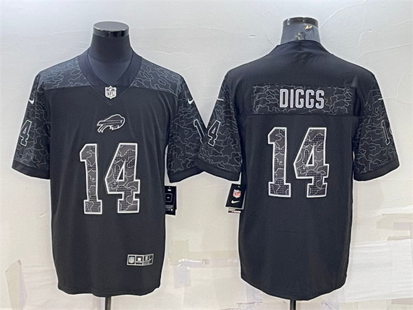 Men Buffalo Bills 14 Stefon Diggs Black Reflective Limited Stitched Football Jersey