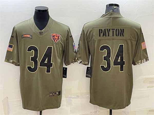 Men Chicago Bears 34 Walter Payton Olive 2022 Salute To Service 