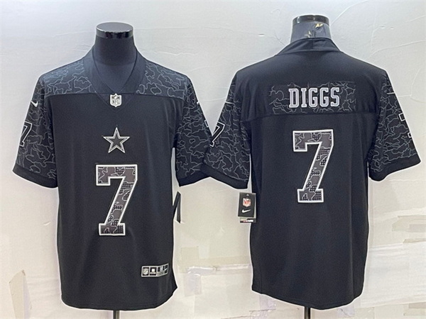 Men Dallas Cowboys 7 Trevon Diggs Black Reflective Limited Stitched Football Jersey