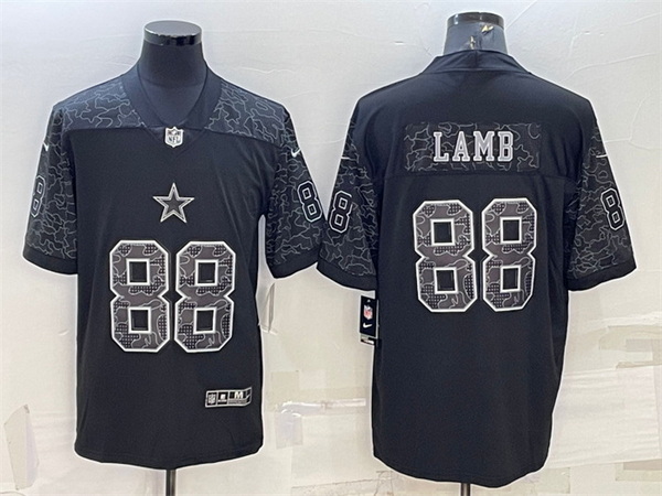 Men Dallas Cowboys 88 CeeDee Lamb Black Reflective Limited Stitched Football Jersey