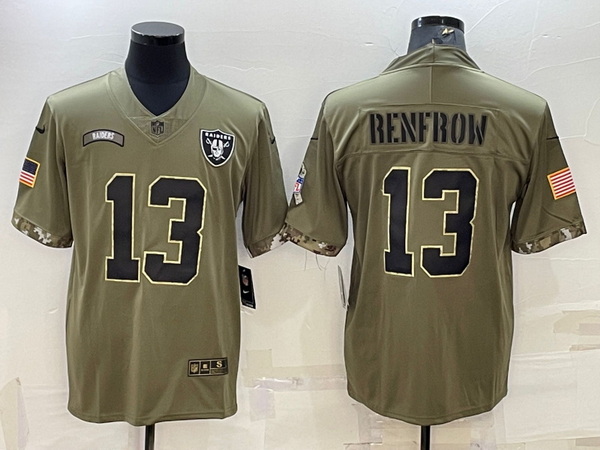 Men Las Vegas Raiders 13 Hunter Renfrow 2022 Olive Salute To Service Limited Stitched Football Jerse