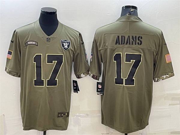 Men Las Vegas Raiders 17 Davante Adams 2022 Olive Salute To Service Limited Stitched Jersey