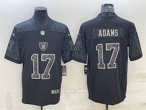 Men Las Vegas Raiders 17 Davante Adams Black Reflective Limited Stitched Football Jersey