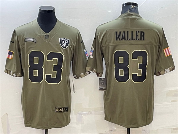 Men Las Vegas Raiders 83 Darren Waller Olive 2022 Salute To Service Limited Stitched Jersey