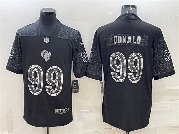 Men Los Angeles Rams 99 Aaron Donald Black Reflective Limited Stitched Football Jersey