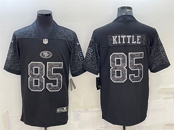 Men San Francisco 49ers 85 George Kittle Black Reflective Limited Stitched Football Jersey