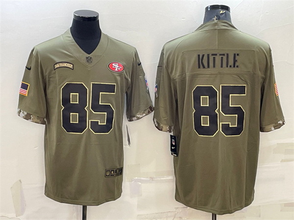 Men San Francisco 49ers 85 George Kittle Olive 2022 Salute To Se