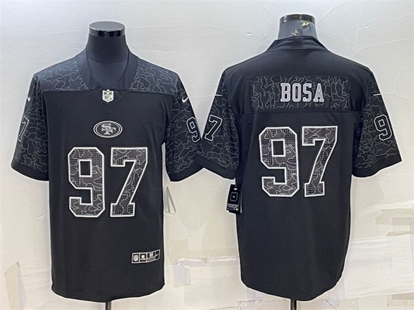 Men San Francisco 49ers 97 Nick Bosa Black Reflective Limited Stitched Football Jersey