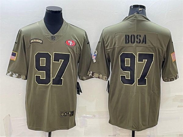 Men San Francisco 49ers 97 Nick Bosa Olive 2022 Salute To Service Limited Stitched Jersey