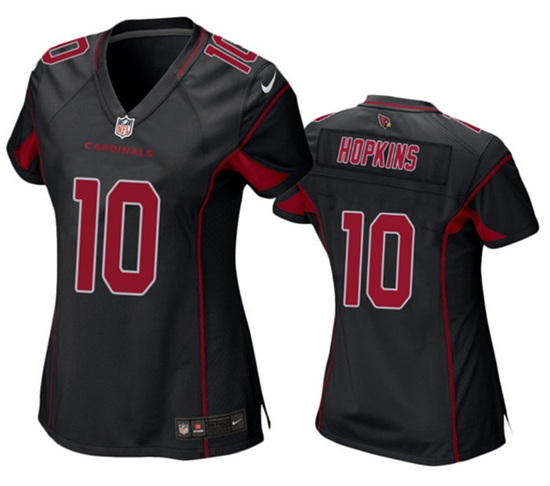 Women Arizona Cardinals 10 DeAndre Hopkins Black Color Rush Stitched Jersey