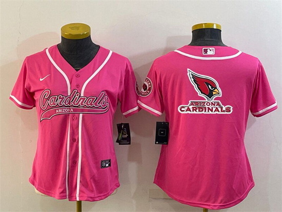 Women Arizona Cardinals Pink Team Big Logo With Patch Cool Base Stitched Baseball Jersey