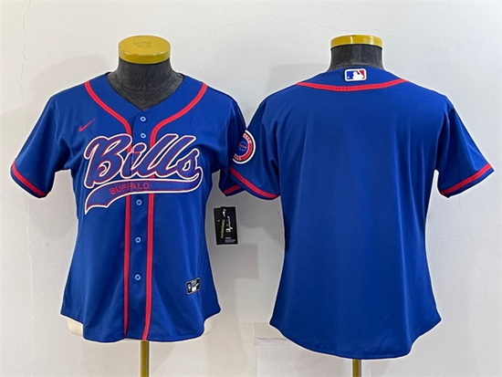 Women Buffalo Bills Blank Royal With Patch Cool Base Stitched Baseball Jersey