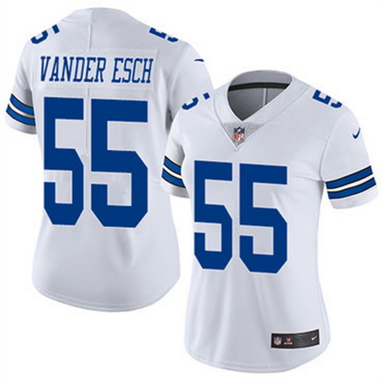 Women Dallas Cowboys 55 Leighton Vander Esch White Vapor Untouchable Limited Stitched Jersey 28Run S