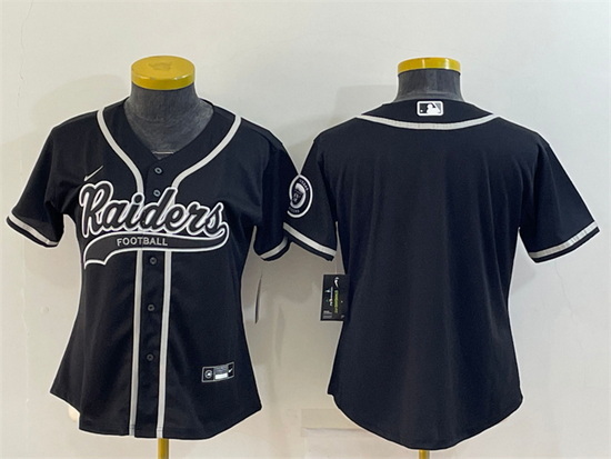 Women Las Vegas Raiders Blank Black With Patch Cool Base Stitched Baseball Jersey