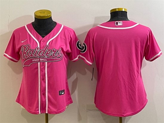 Women Las Vegas Raiders Blank Pink With Patch Cool Base Stitched Baseball Jersey