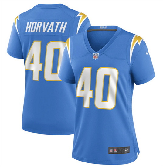 Women Los Angeles Chargers 40 Zander Horvath Blue Stitched Game Jersey